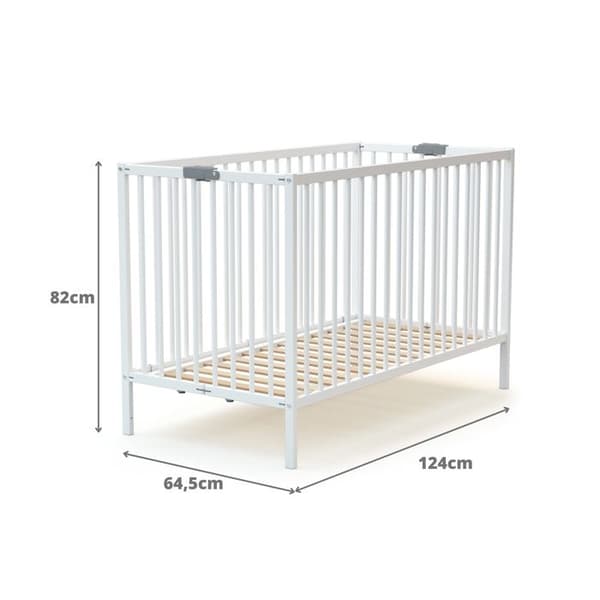 Fällbar spjälsäng - 60 x 120 cm - WEBABY - FLEX - Vit