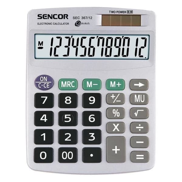 SENCOR 12-siffrig kalkylator - SEC 367/12 - 12-siffrig display - Solenergi - ficka
