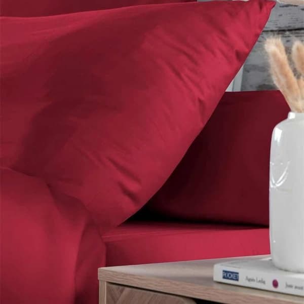 Drap housse i bomull Elysée röd 160x200 cm – Huvud 30 cm