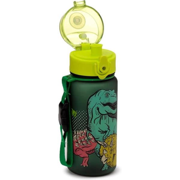 Barnflaska - PUCKATOR - Dinosauria - 350 ml - Okrossbar - Tryckknappslock