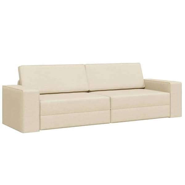 Soffa Säng 2-i-1 Kräm 245x150x60.5 cm Tyg