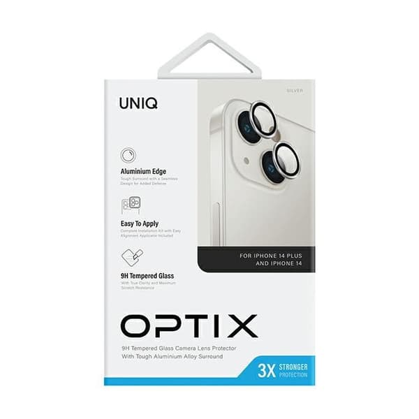 Aluminiumapplikator UNIQ för iPhone 14, silverglas