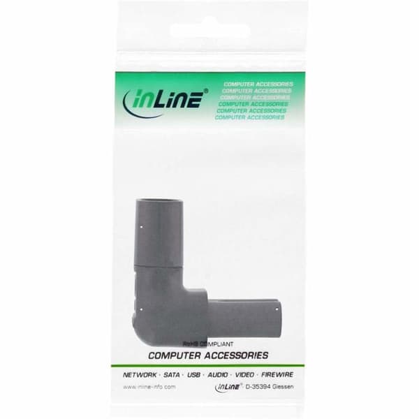Strömadapter - INLINE - IEC 60320 C8/C7 vinklad - C7 vinklad ↔ C8 - 2,5 A - 2 stift svart