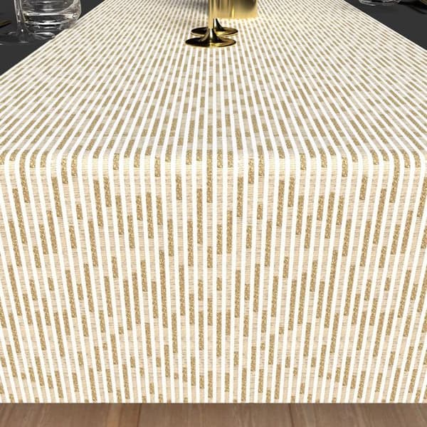 Festduk tryckt 40X180 cm GULD vit, av Soleil d'Ocre