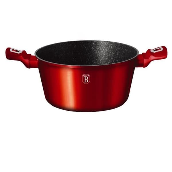 Gratängform - Metall - 20 cm - Röd - Marmorbeläggning - Induktionskompatibel