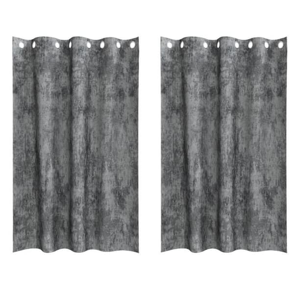 2-pack sammetsgardiner med öglor Grå 175x140 cm