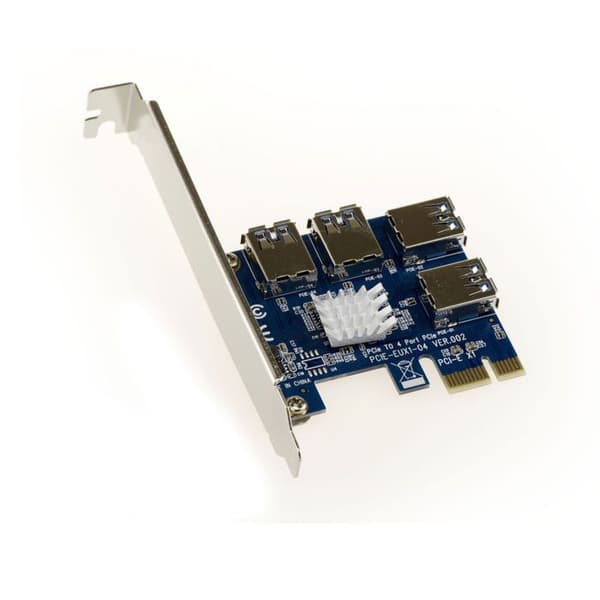 KALEA-INFORMATIQUE PCIe 1x 4 ports USB3 replikeringskort - För PCIe riser bitcoin mining