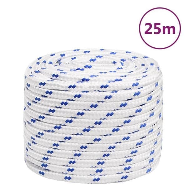 152311 vidaXL Båtrep Vitt 18 mm 25 m Polypropylen