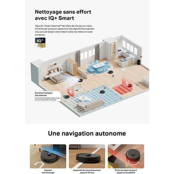 Robotdammsugare 4 i 1 - TP-LINK - RV30Max - Automatisk tömning - 5300Pa - LiDAR