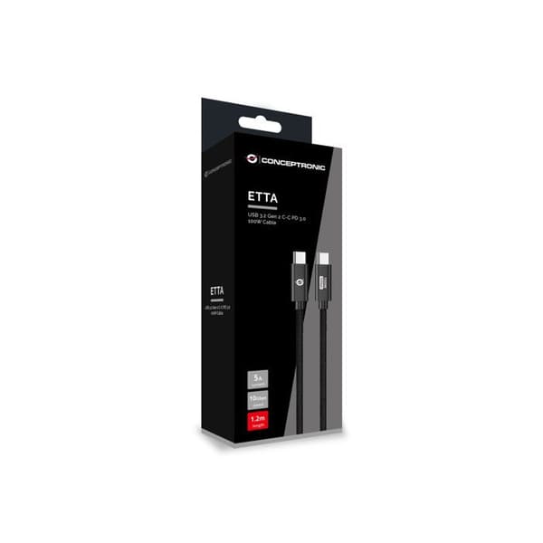 USB-C 3.0-kabel - CONCEPTRONIC - 1,20 m - 5 A - 10 Gbps - Svart