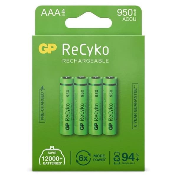 GP Batterier Recyko AAA 950mAh bl4