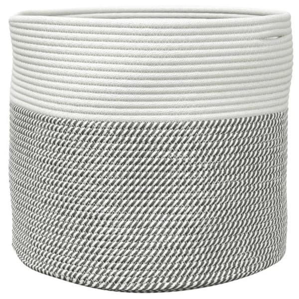 Grå och vit förvaringskorg Ø40x35 cm bomull
