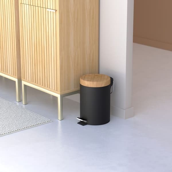 Soptunna med lock bambu 3L "Naturéo" svart - 5 five simply smart