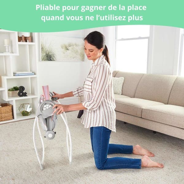 INGENUITY Transat för baby elektrisk gunga vikbar - Flora - Båge, babypresent, gunginställningar, timer