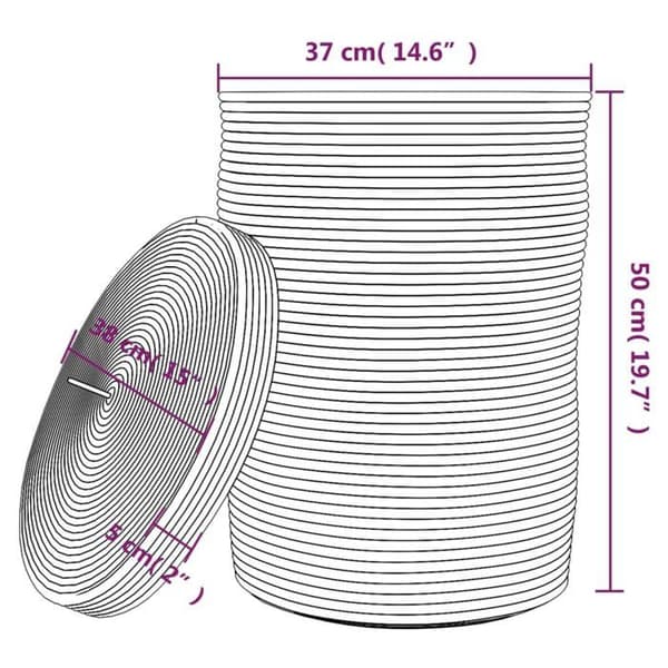Förvaringskorg med lock - vidaXL - 37x50 cm - Brun och vit - Bomull och polyester - Modern design