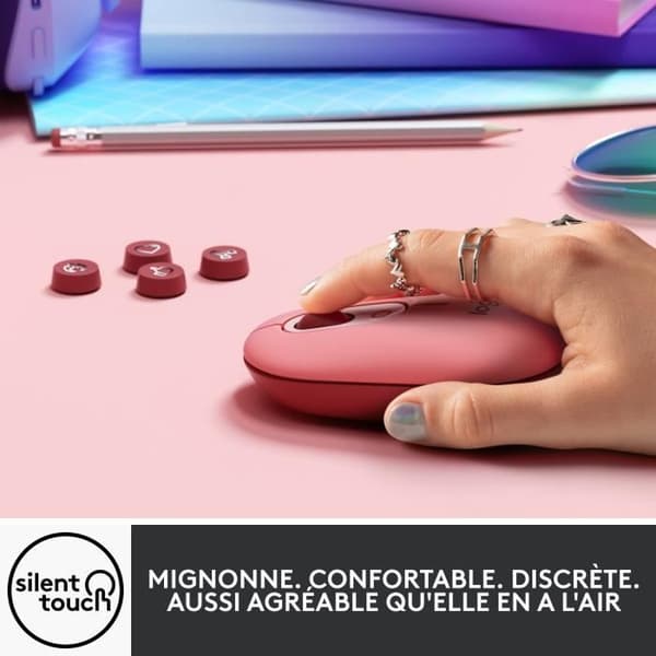 Mus - Trådlös - Logitech - Popmus - med Emoji - Rosa