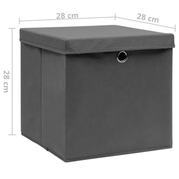 vidaXL Förvaringsboxar med lock 4 st 28x28x28 cm Grå