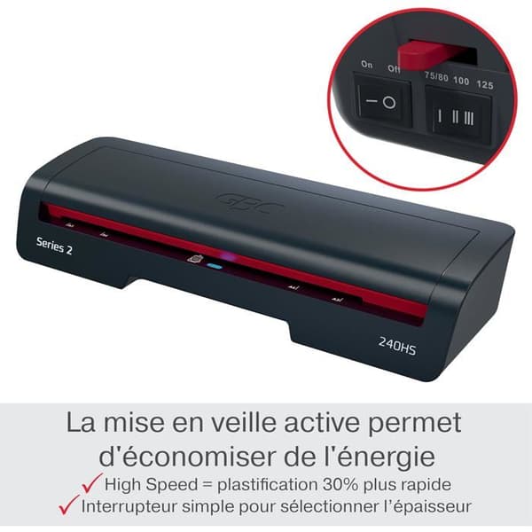 Plastifierare GBC 240HS A3 – Förvärmning 2 min – Snabb plastifiering 45 s