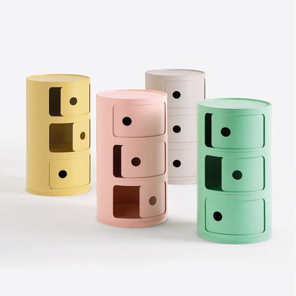 Kartell Componibili Bio — Väggställning 3 element Rosa, förvaringsmöbel i biopolymer
