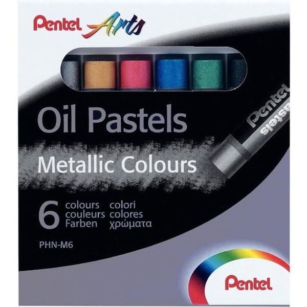 PENTEL Oljepasteller Metallicfärger - Förpackning med 6, Ø 8 mm