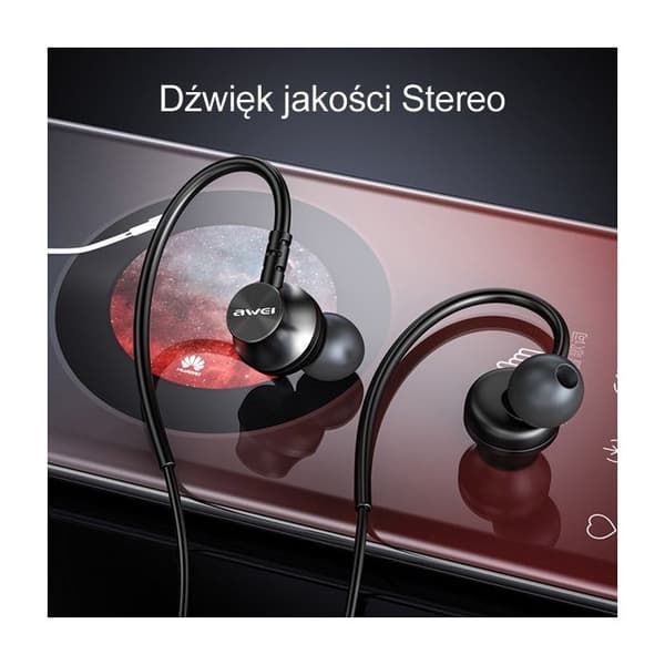 AWEI L3 stereohörlurar med 3,5 mm jack, svart