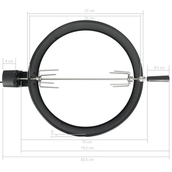 vidaXL BBQ Rotisserie Ring Kit 57cm Svart