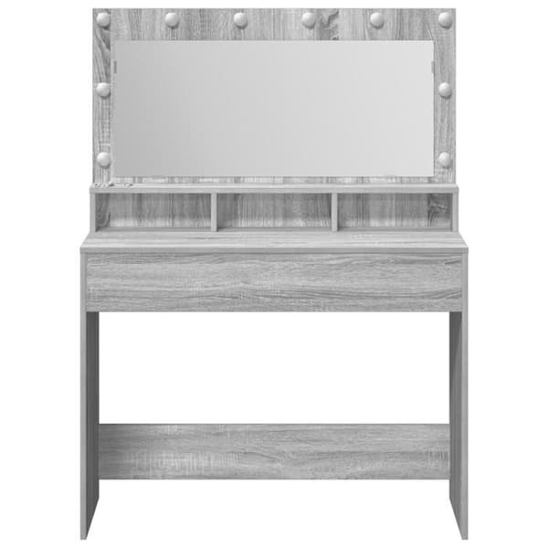 Coiffeuse med LED-lampor, grå Sonoma, 100x41x135 cm
