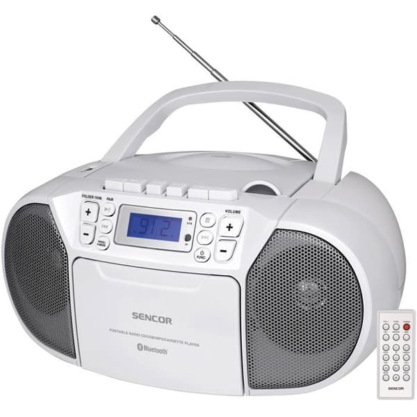CD / Kassettspelare - SENCOR - SPT 3907 W - 4 W - Bluetooth - Vit