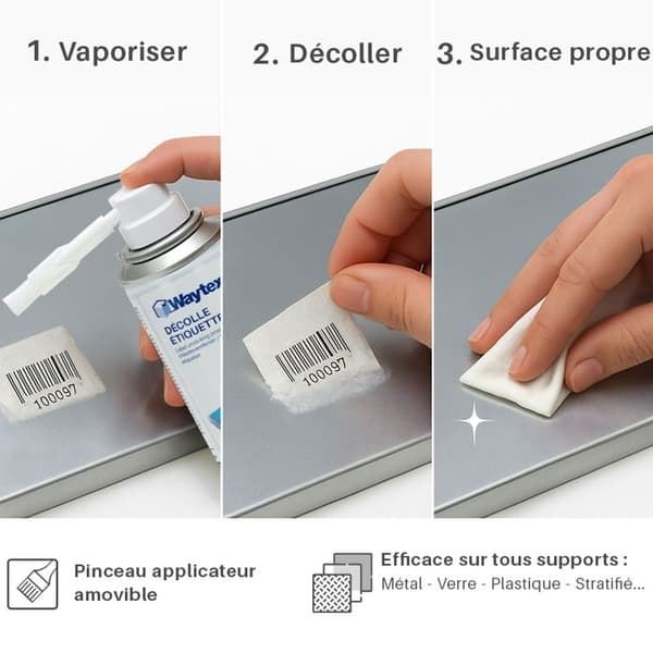 Etikettavlägsnare - Waytex - 12-pack - 200ml - Diffuserpensel - Effektiv på olika material