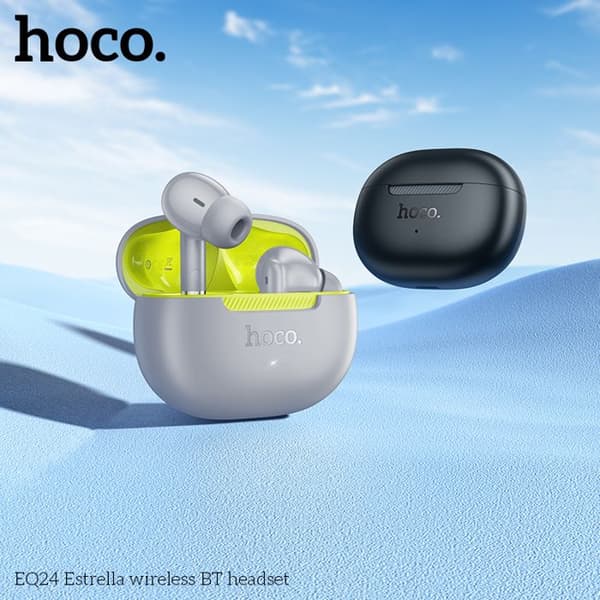 Trådlösa Bluetooth-hörlurar - HOCO - EQ24 - Grå - Bluetooth 5.4 - Batteritid 28h