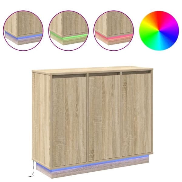 Buffé LED Ek Sonoma 90x32x75 cm i ingenjörsträ