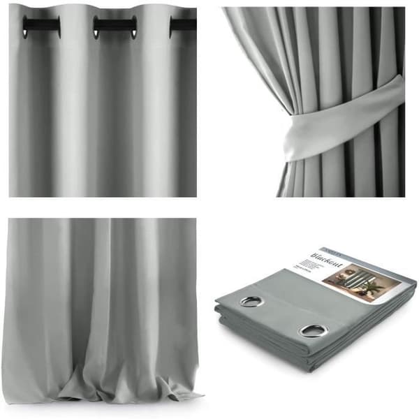 AmeliaHome Silver Polyester Mörkläggningsgardin 140 x 245 cm