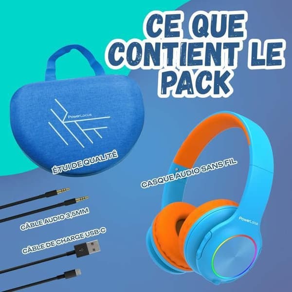 Trådlösa Bluetooth-hörlurar - POWERLOCUS - Orange - Fällbar - För barn - Unisex