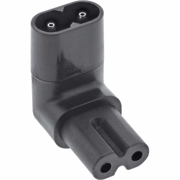 Strömadapter - INLINE - IEC 60320 C8/C7 vinklad - C7 vinklad ↔ C8 - 2,5 A - 2 stift svart