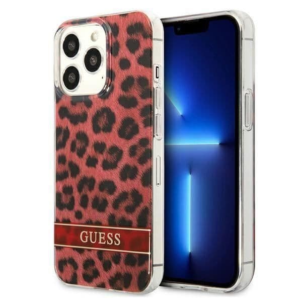 Guess Leopard Electro Stripe för iPhone 13 Pro (röd) - GUHCP13LHSLEOR
