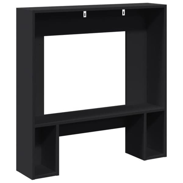 Svart eldstadsram 81x18x82 cm ingenjörsträ