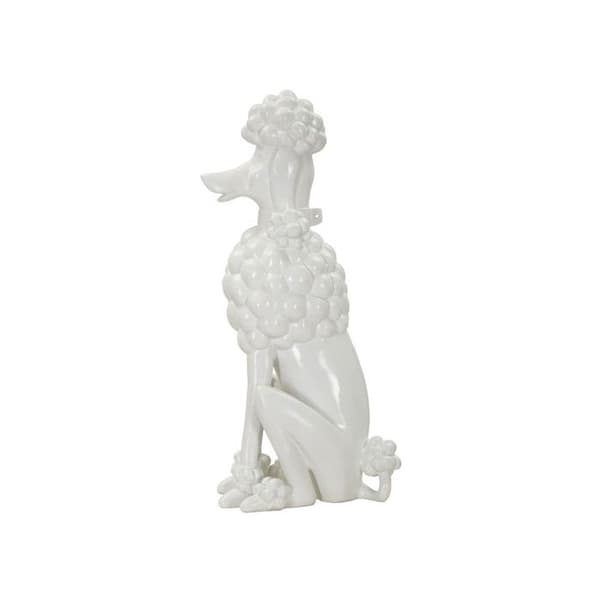 Dekorativ Staty Hund "Sittande Pudel" 61cm Vit
