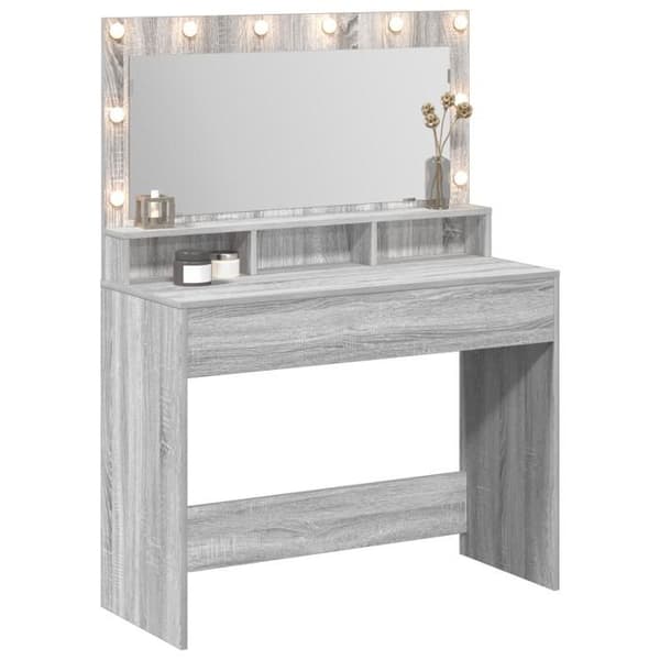 Coiffeuse med LED-lampor, grå Sonoma, 100x41x135 cm