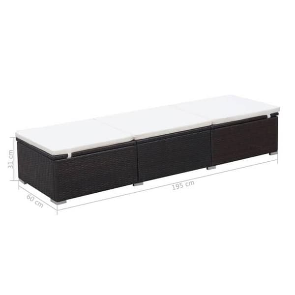 vidaXL Chaise longue med kudde Flätad resin Brun 44403