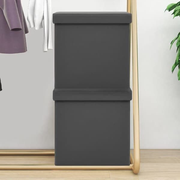 vidaXL Fällbara förvaringspallar set om 2 grå PVC 338788