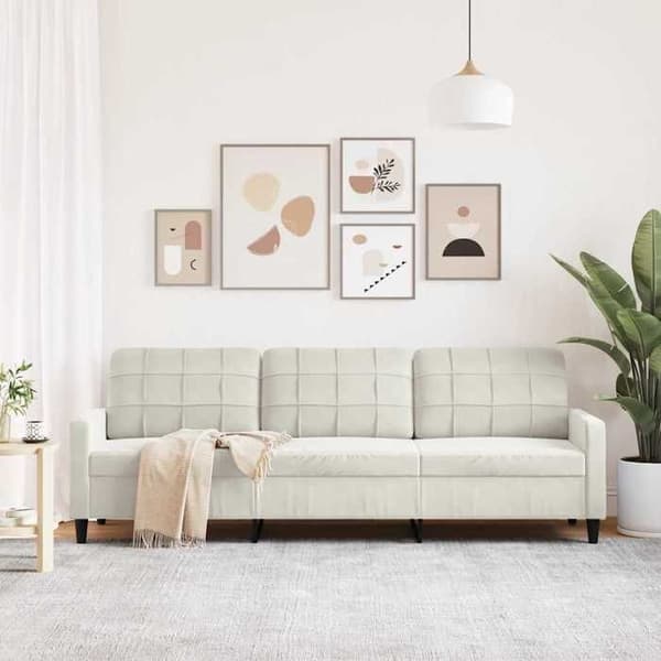 vidaXL 3-sitssoffa Creme 210 cm Sammet 4007652