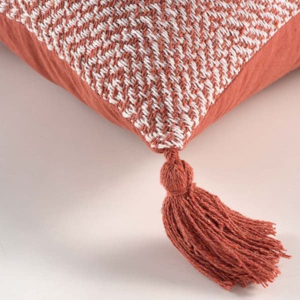 Coussin Vävda Pompomer "Louisette" 40x40cm Terrakotta