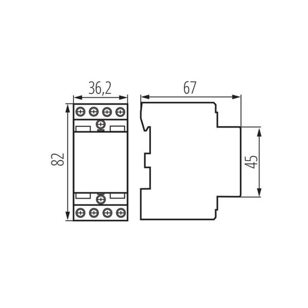 Modulär kontaktor 230V AC – 25A – TH35-skena – 2 moduler – Vit KL-23247