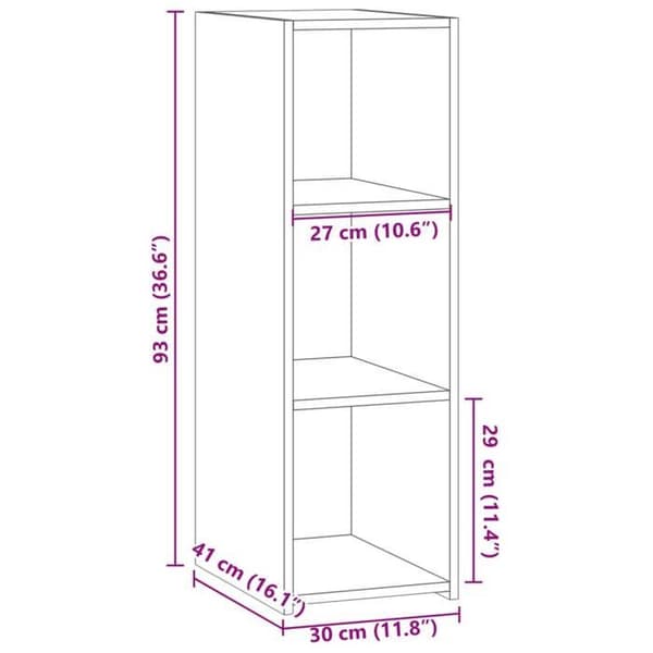 vidaXL Buffé grå betong 30x41x93 cm engineeringträ 846344