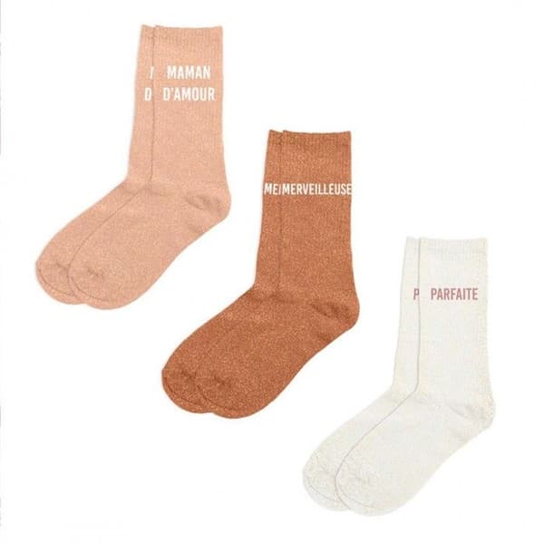 3 PAR SOCKOR GLITTER MAMMA KÄRLEK Multicolor