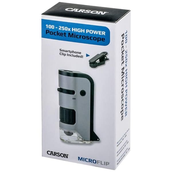 Mikroskop optisk - Carson - MicroFlip - 100-250x - LED - Smartphoneadapter