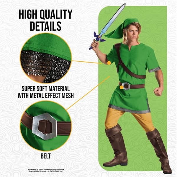 Klassisk Link ZELDA kostym för vuxna