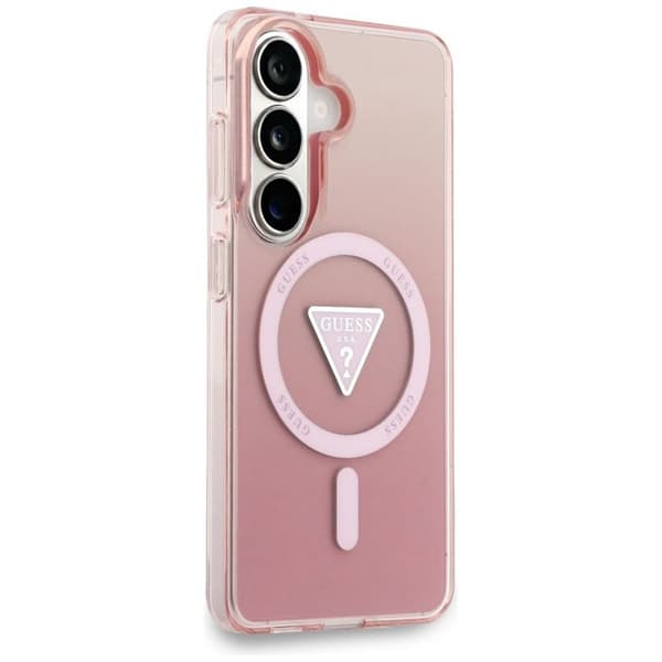 Coque Guess IML Gradient Triangle Logo MagSafe för Samsung Galaxy S26 - Rosa