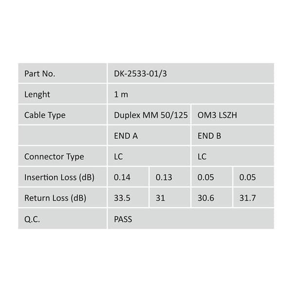 Fibrkabel - DIGITUS - OM3 - Duplex 50/125 - LC - 1 m