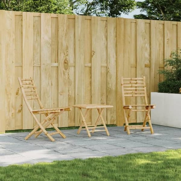 vidaXL Fällbara trädgårdsstolar, set om 2, 43x54x88 cm, bambu, fällstol, utemöbel, matstol, möbel 368039